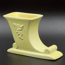 VTG Art Deco TAI The Trenton Potteries Co. Glazed Yellow Cornucopia Planter Vase