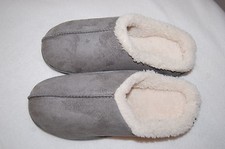 Mens IN/ OUTDOOR Slippers GRAY OPEN BACK Faux Suede SHERPA LINED Mem Foam M 8-9
