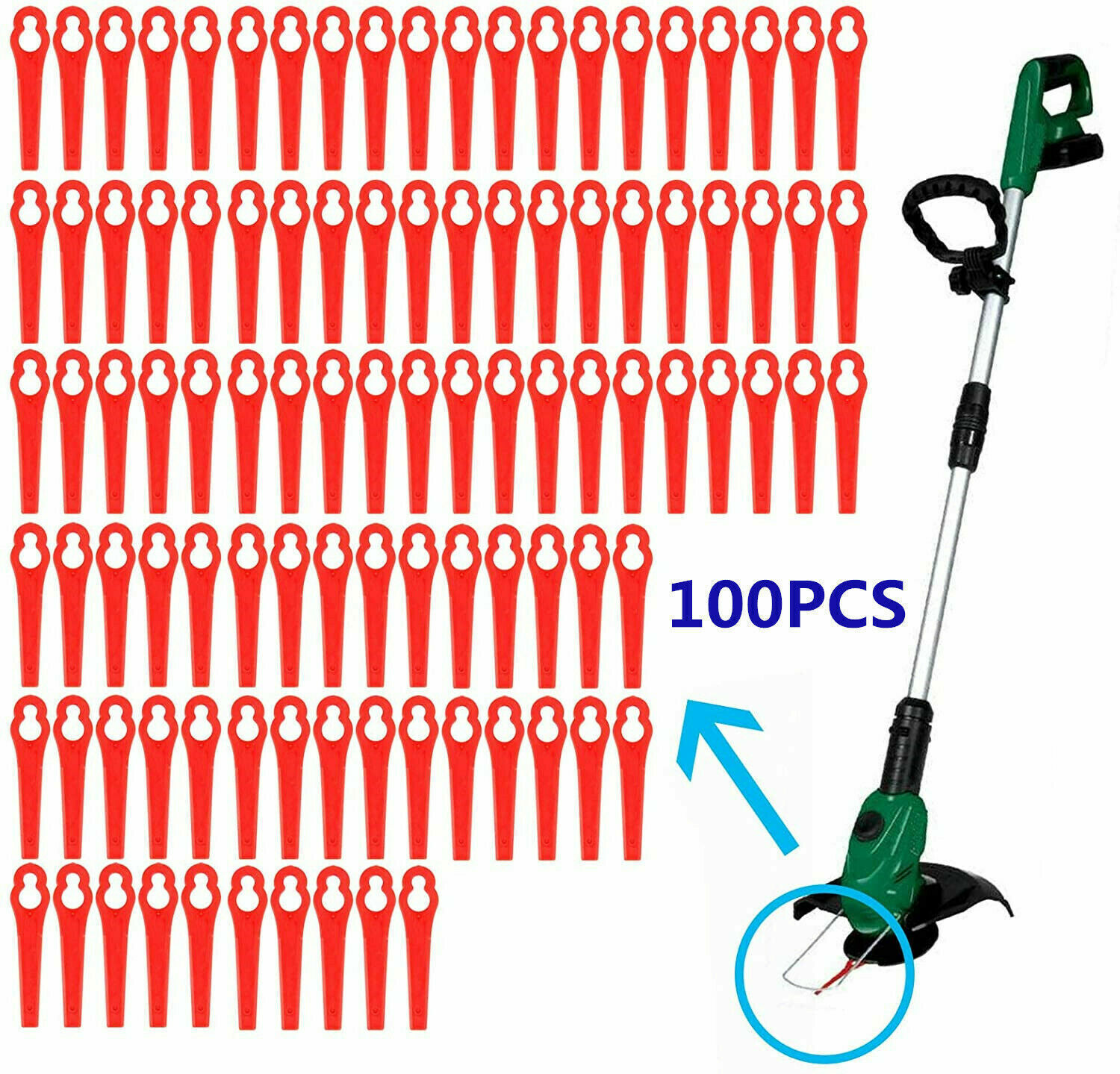 100 Pcs Plastic Grass Trimmer Blades for Einhell Grass Strimmer
