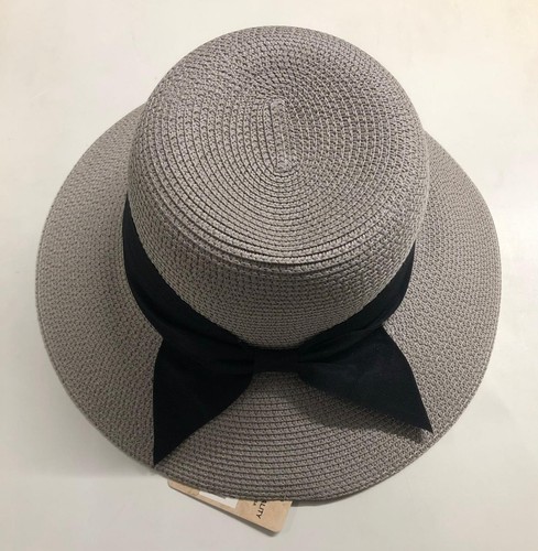 Beach Black Bow Church Packable Cloche Paper Straw Floppy Women's Sun Hat SPF50 - Picture 27 of 29