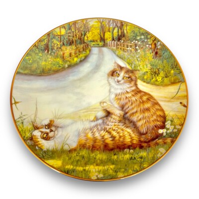 Cat Collector Plate May Queen, Vintage Plate Artist Zoe Stokes Feline Fantasies