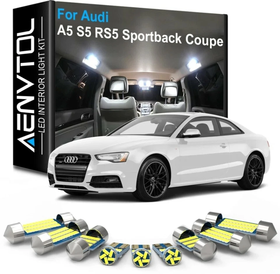 Pack Intérieur LED pour Audi A5 RS5 8TA 8T3 SLine Kit Ampoule Blanc - Photo 1/3