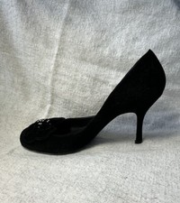 Fab Vintage Delman Womens Blk Suede/Bow Event Pumps Sz 9 Pre-owned