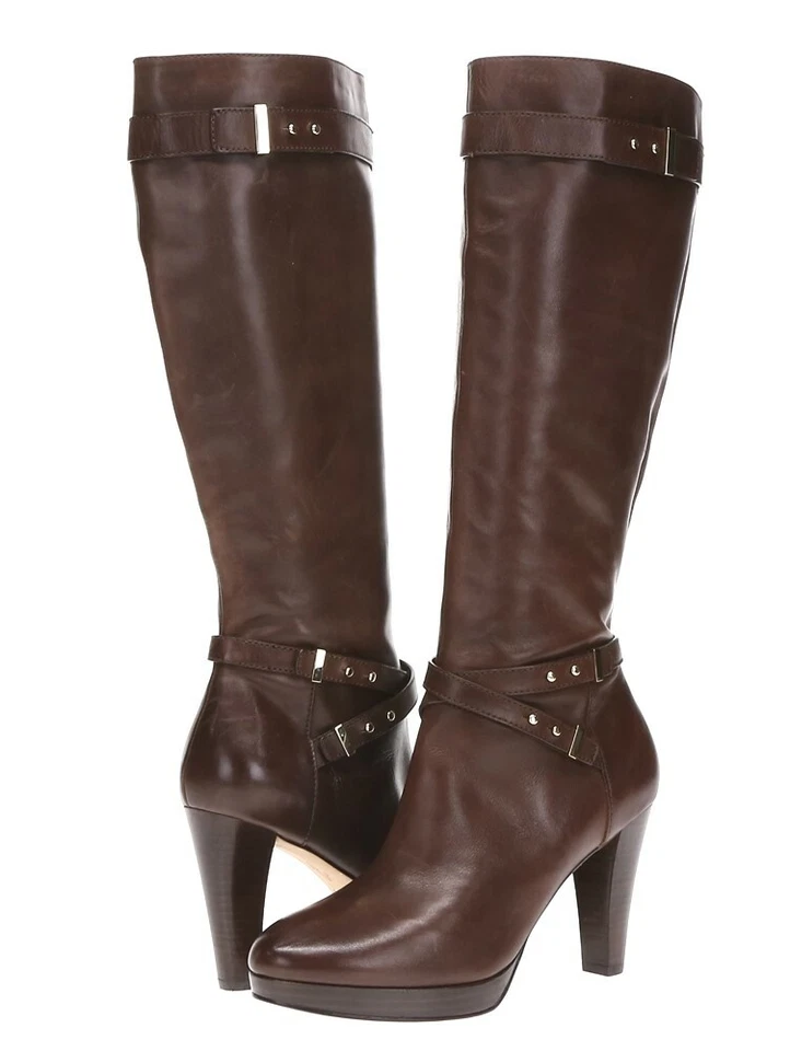 ANYI LU Womens Brown Leather High Knee Boots Sz 36 - Image 2 of 4