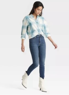 Universal Thread Plaid Oversized Women's Flannel Button Down Shirt Size Small