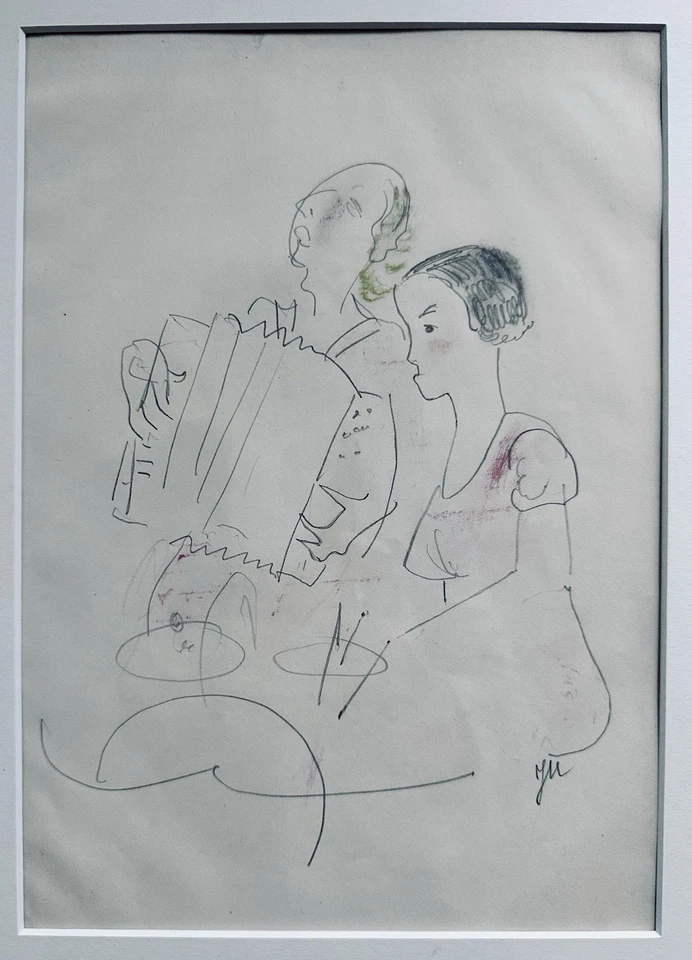 Jeanne Mammen „Musikantinnen“, Bleistift/koloriert, sig. ‚JM‘ in Blei. - Bild 3 von 4