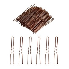100 PCS Invisible Wave Hairgrip U Shaped Hair Pins Kit Large Heavy Duty Brown