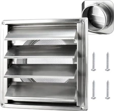 Cenipar 6'' Stainless Steel Dryer Vent Cover, 6 Inch Active Louver, Silver 