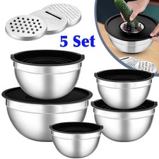 5Pcs Stainless Steel Mixing Bowls Bowl Set with Lids for Prep Baking Salad Tool