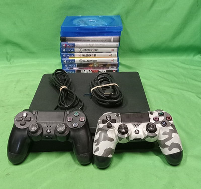 PS4 Slim 1TB CUH-2215B Bundle 2 Controllers 10 Games READ DESCRIPTION