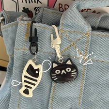 Kawaii Cartoon Keychains Key Ring For Women Cute Resin Fish Cat Charms Keyring