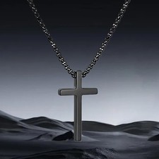 Cross Necklace 18in Stylish Stainless Steel Pendant with Durable Box Chain 