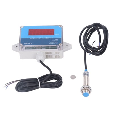 Motor Tachometer RPM Meter with Hall Sensor, 10-9999RPM IP68 Digital LED Disp...