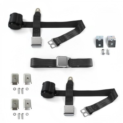 Ford Truck 1961 - 1966  Airplane 2pt BK Bench Seat Kit w/Brackets 3 Belts 