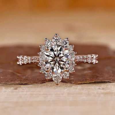 2Ct Round Cut Lab Created Diamond Engagement Wedding Ring 14k Rose Gold Plated