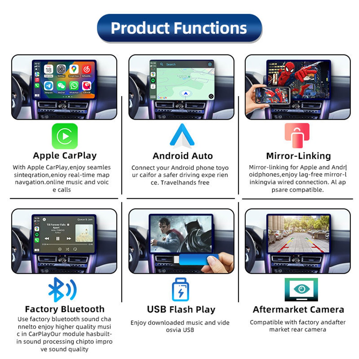 Wireless Carplay Android Auto Interface For Lamborghini Huracan LP610 2014-2018