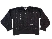 Colorful Planet Long Sleeve Cable Knit Sweater Little Girls Size XXL Black