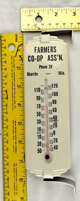 Vintage Farmers Co-Op Oil Thermometer Okarche Oklahoma 1930s Original NOS
