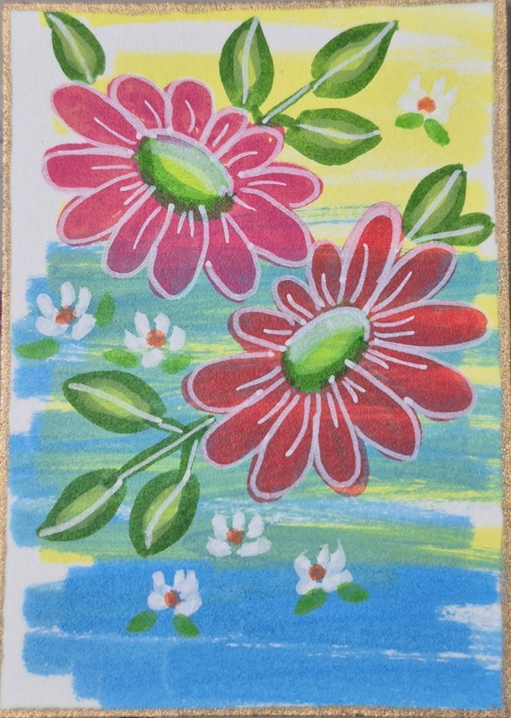 FLOWER FROLIC Original Aceo Watercolor~ Free Shipping and Bonus Included ♡ Nice