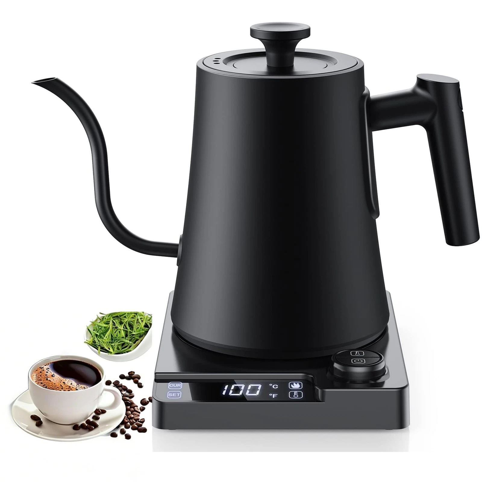 Gooseneck Kettle with ±1℉ Temperature Control & Keep Warm for Pour Over Coffe...