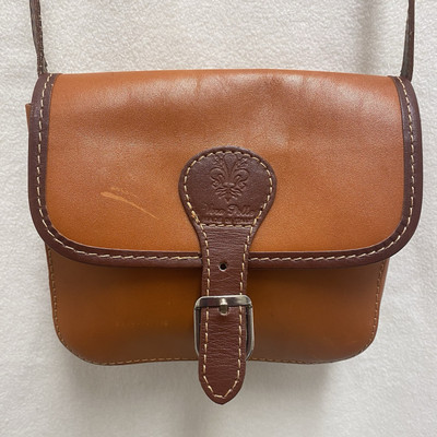 Vintage Vera Pelle Crossbody Handbag Leather Tan Brown Made in Italy *READ*