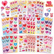 Valentines Heart Stickers for Kids, 40 Sheets, 665PCS Heart 40 Sheets