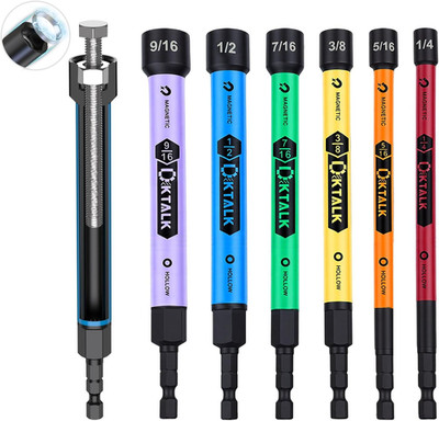 Magnetic Hollow Nut Driver Set, 6 PCS SAE, 6.25'' Extra Long