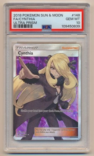 PSA 10 Pokemon Ultra Prism Full Art Cynthia 148/156 GEM MINT Condition!!