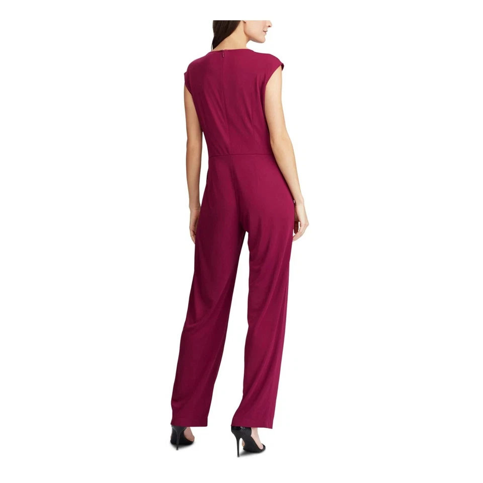 Mono Lauren Ralph Lauren Hirisha Borgoña Joya Cuello Pierna Recta Talla M Foto 2 de 4