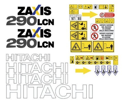 Hitachi ZX 290 LCN-5 Adhesive Decals, Complete Kit
