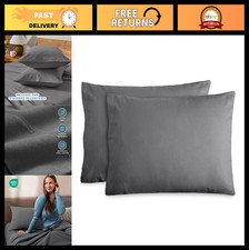 Cozy Flannel Pillowcases Set of 2 - 100 Cotton, Velvety Soft, Heavyweight Grey
