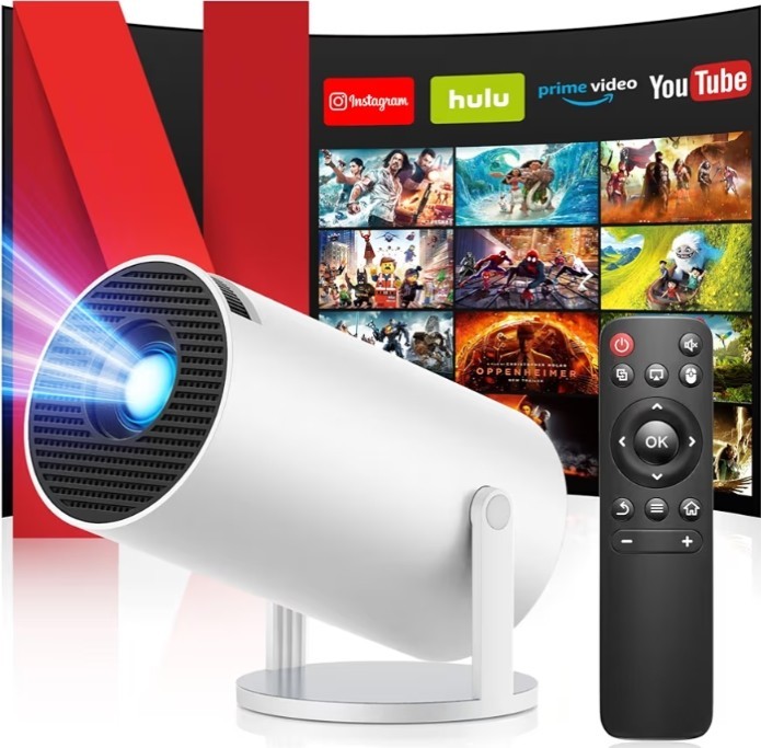 Mini Proiettore, New Upgraded, Supporto 4k Videoproiettore con WiFi 6 BT5.4
