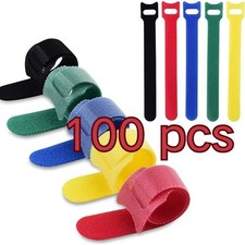 100PCS Cable Straps Wire Cord Hook Loop Ties Reusable Fastening Organizer Laptop