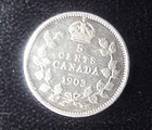 Canadian circulated 1903 .925 silver 5 cents coin-LQQK ! — photo 1