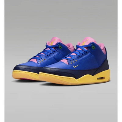 Nike Air Jordan 3 Brasil Blue Pink Yellow Leather Men's Basketball Sneakers