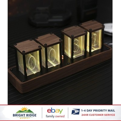 Large Walnut Digital Clock with Mood Light and USB Connectivity Feature
