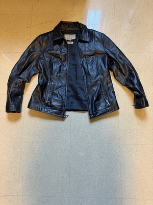 Vintage Wilsons Leather Jacket Large Black Thinsulate Ultra Mid Length Car Coat