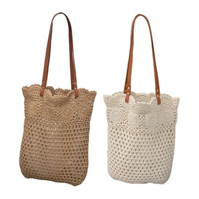 Women Crochet Shoulder Bag Fashion Underarm Bag Beach Bag Handwoven Handbag
