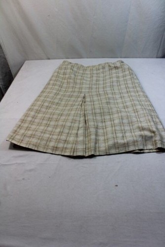 D14136 Markenlos Jupe 48 Blanc Braun Beige Très Bien - Photo 1/1