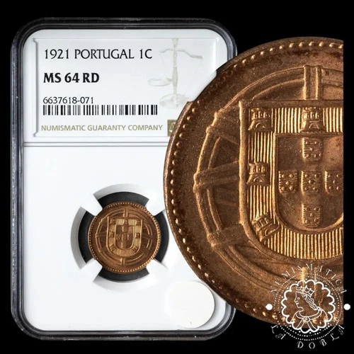 1921 - 1 CENTAVO - PORTUGAL - Lisbon - NGC MS64 RB