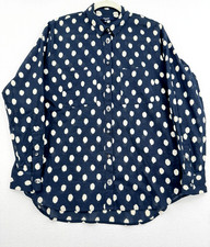 Madewell Navy Blue Polka Dot Cotton Button Front Shirt Coastal Preppy Size M NWT