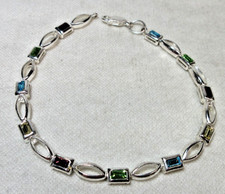 STERLING SILVER MULTI GEMSTONE BRACELET 13
