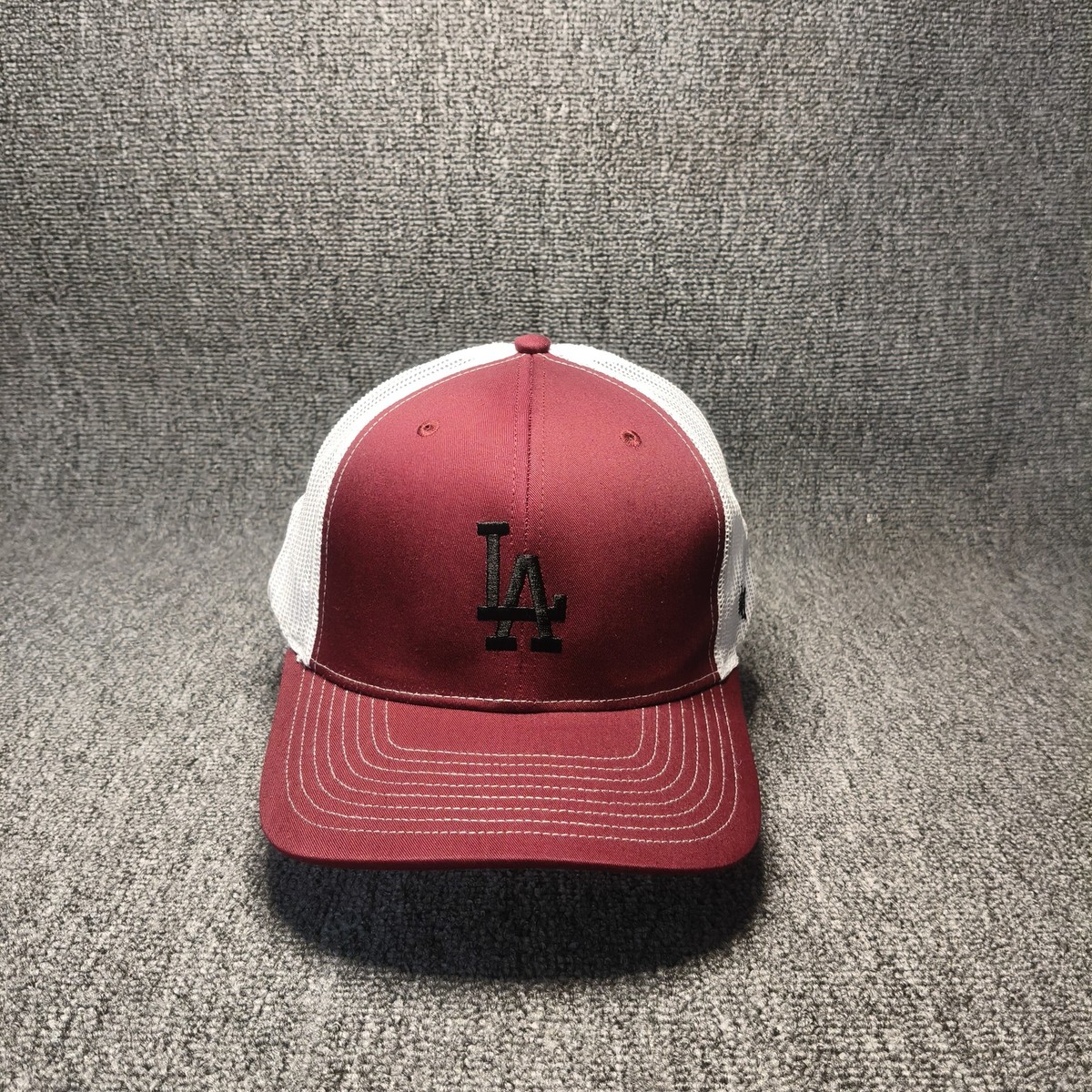 '47 Brand Los Angeles Dodgers MLB Trucker Snapback Hat Maroon White Cap