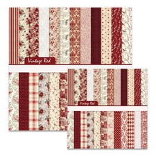 Floral Scrapbook Paper 48 Sheets 12x12 6x6 Double Sided Red for Card Making DIY