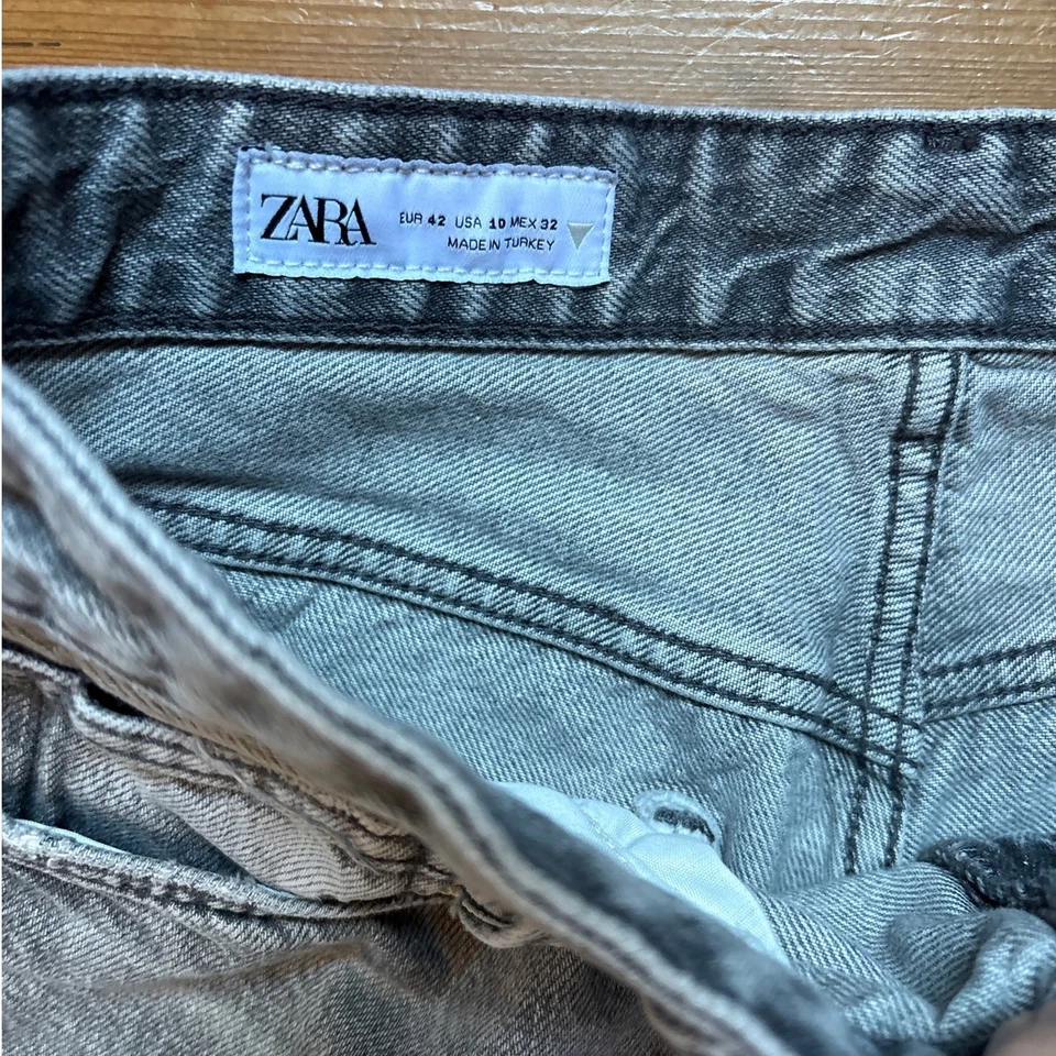 Vaqueros Zara gris vintage recto crudo dobladillo inferior mujer TALLA 10 Foto 4 de 4