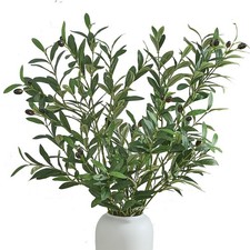 2 PCS 39 Inch Faux Olive Branches Artificial Flowers Greenery Stems Olive Tre...