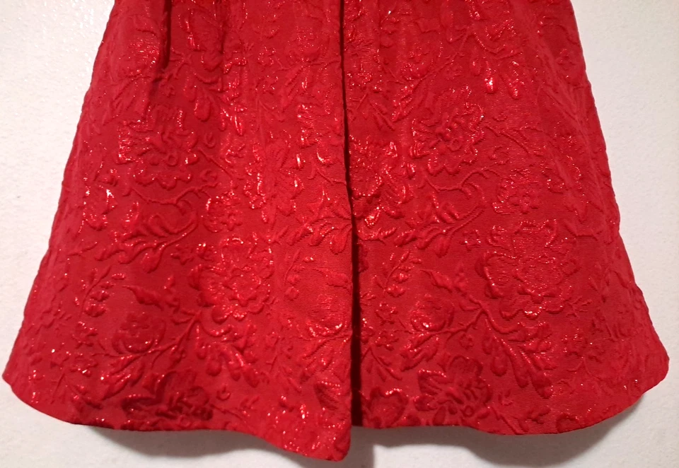 Vestido de Vacaciones Rojo Lentejuelas Cuentas Brocado Ajuste Acampanado Wonder Nation Niñas Talla 14 Foto 4 de 4