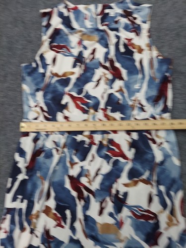 Chicos Maxi Dress Womens 2 Blue Artsy Stretch Abstract Print Sleeveless Long - Picture 7 of 11