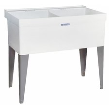 Mustee 27F Utility Sink, 34 In H X 40 In W X 24 In L, Floor Mount, 1-1/2 In