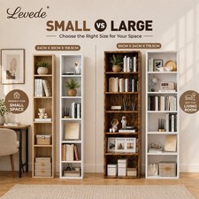 Levede Bookcase 6 Tier Book Shelves Tall Slim Large Storage Unit Adjustable Wood